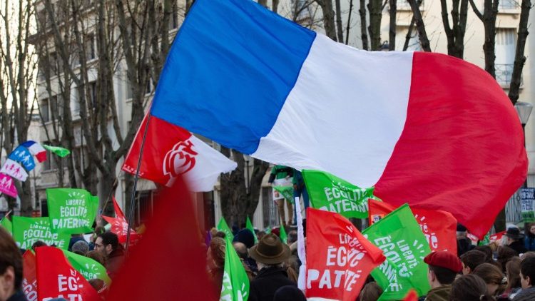 Cortège de manifestants "anti-PMA" à Paris