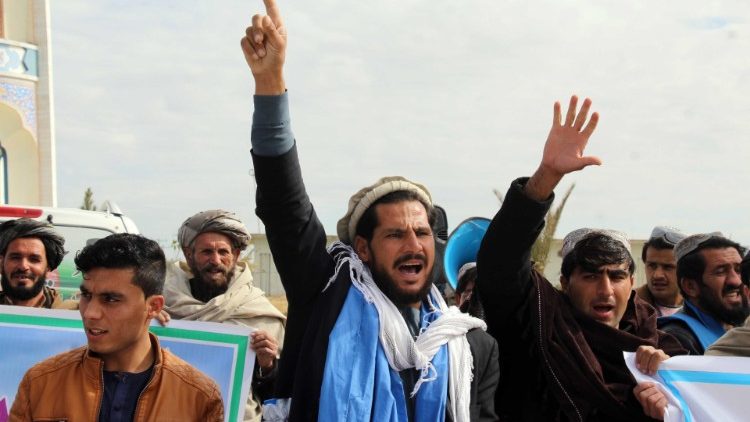 Manifestation de membres de mouvements pacifistes à Kandahar, Afghanistan, le 25 janvier 2020