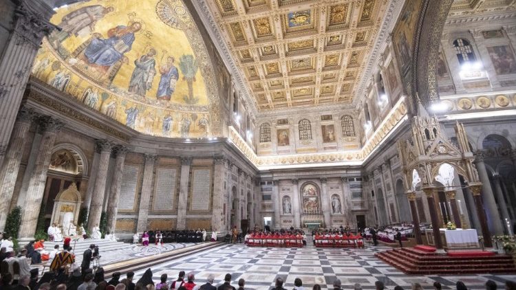 ローマの城壁外の聖パウロ大聖堂で行われたエキュメニカルな夕べの祈り　2020年1月25日