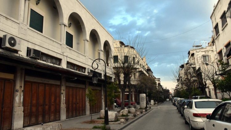 Les rues de Damas désertes, le 23 mars 2020. 