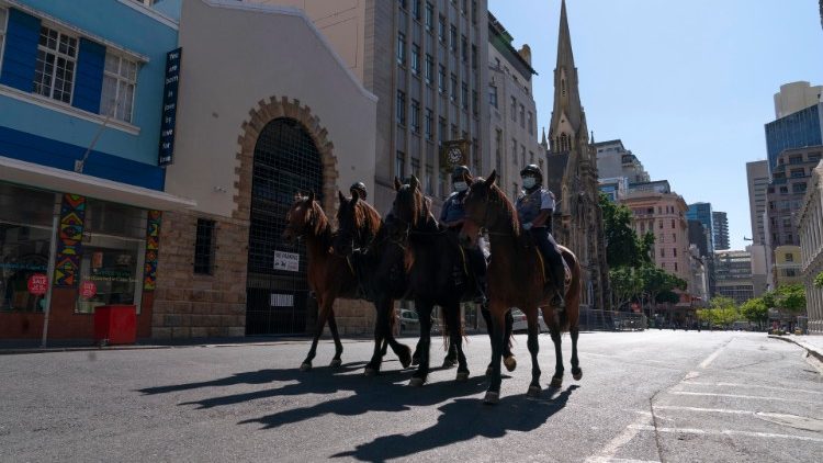 South Africa mounted Police patrol in Cape Town 