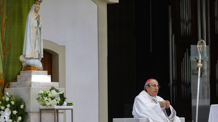 Bispo de Leiria/Fátima, cardeal Antonio Marto, na celebração da Peregrinação Aniversária, em 13 de maio de 2020