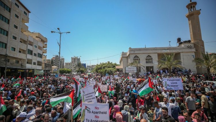 Palestinians protest against annexing parts of the occupied west bank