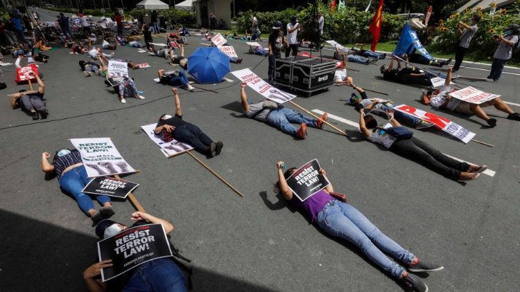 Protest against new anti-terrorism law in the Philippines.