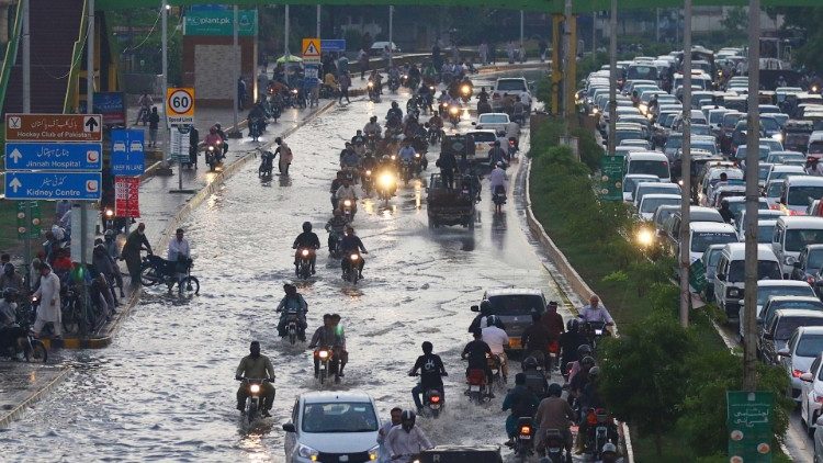 A flooded road in Karachi, Pakistan.
