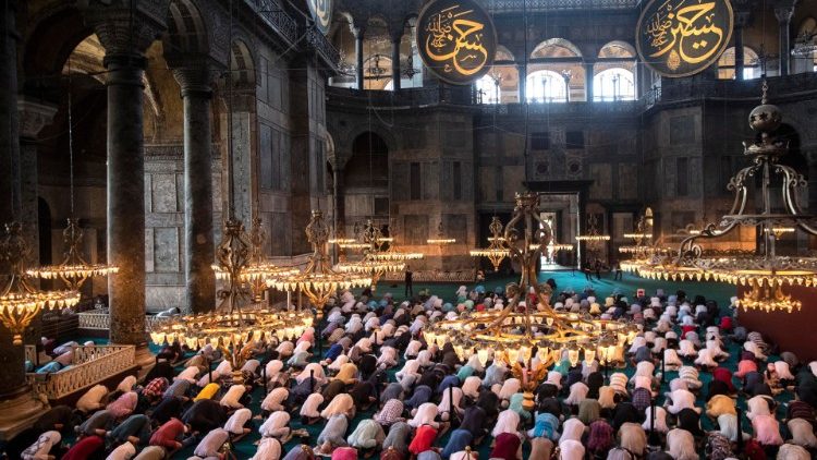 Noon prayer at the Hagia Sophia Mosque