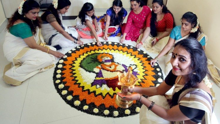 Hindu harvest festival known as Onam in Bangalore.