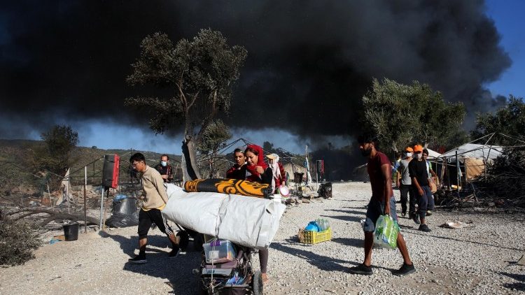 Fire at Moria refugee camp in Greece