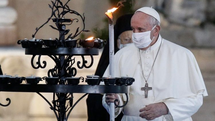 Pope Francis at a peace ceremony in Rome on Oct. 20, 2020