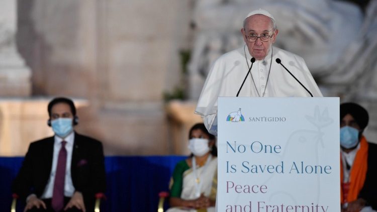 教皇フランシスコ　2020年10月20日　ローマで開催された諸宗教指導者らによる平和の集いで　