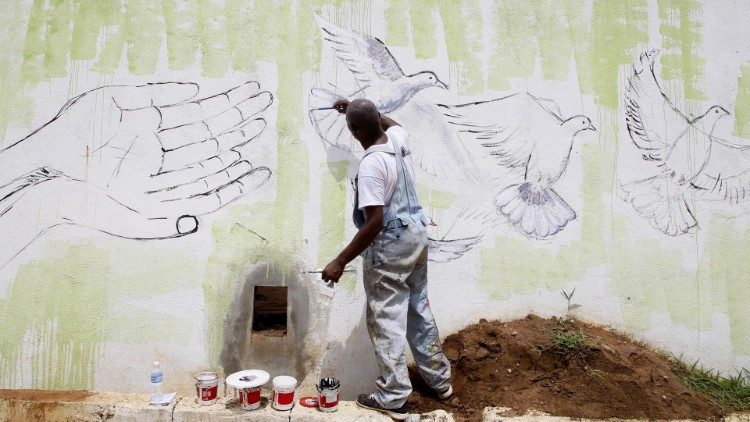 Wandfresko zur Förderung des Friedens in Elfenbeinküste