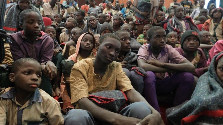 Rescued Nigerian schoolboys after they were abducted on December 18, 2020
