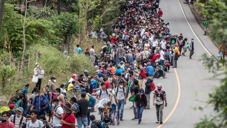 A caravana de migrantes de Honduras para a Guatemala