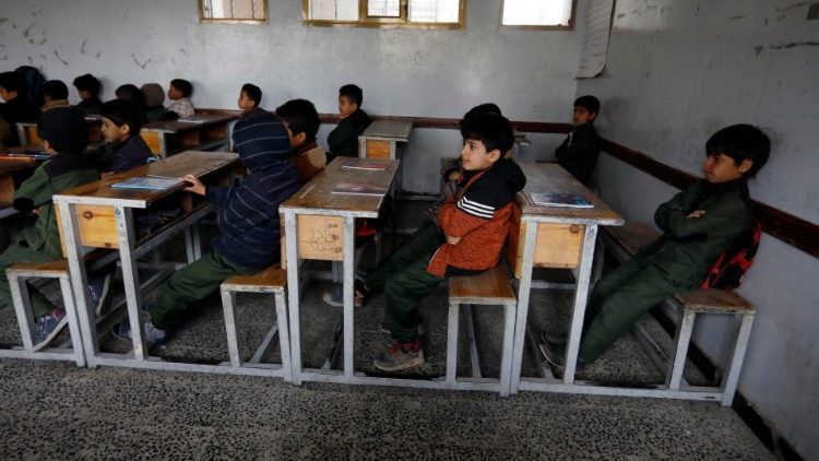 Une salle de classe à Sanaa au Yémen, le 8 février 2021.