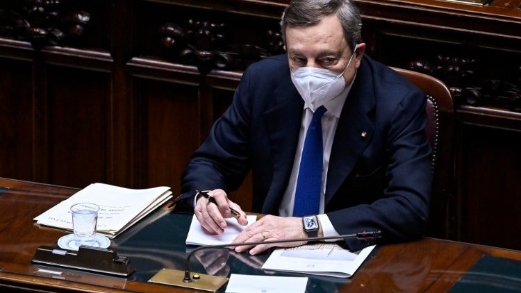 Il presidente del Consiglio Mario Draghi nell'Aula della Camera (Ansa / Riccardo Antimony)