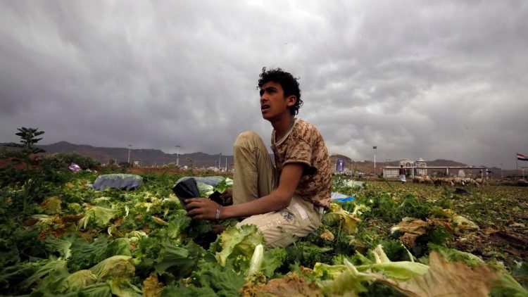 Dia Mundial da Terra. Jovem agricultor no Iêmen