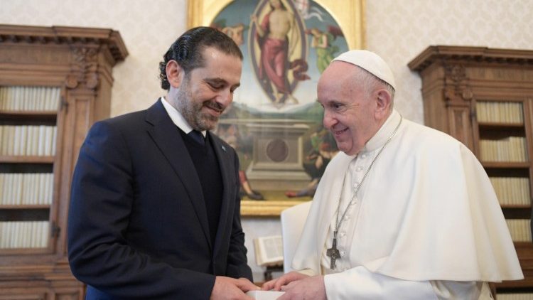 Аудиенция на папата за назначения за министър-председател на Ливан Саад Харири.