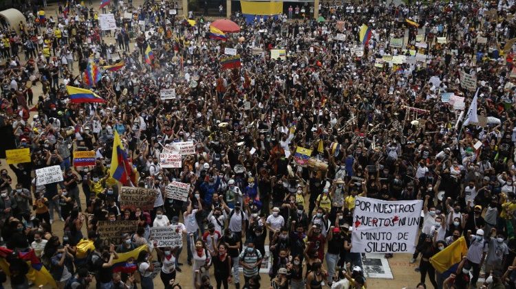 Manifestation contre le gouvernement d'Ivan Duque à Medellin en Colombie, le 5 mai 2021. 