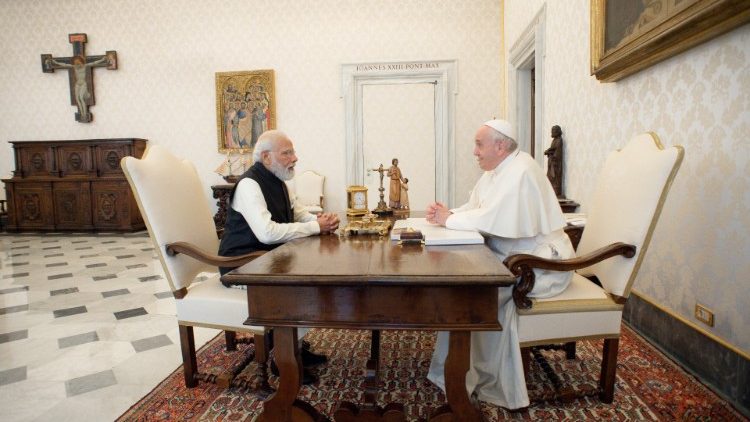 Pope Francis meets Prime Minister of India Narendra Modi