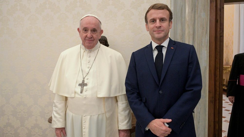 El Papa Francisco y el presidente francs, Emmanuel Macron