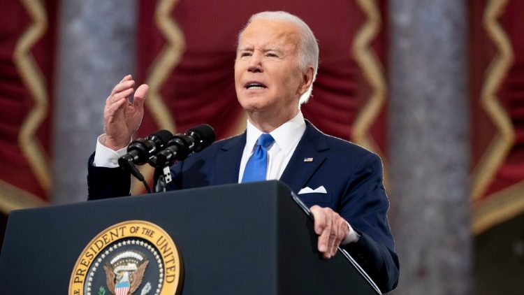Le président Joe Biden lors de son discours commémoratif de l'assaut du 6 janvier 2021 au Capitole.