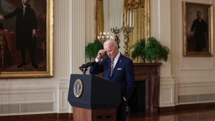 Il presidente degli Stati Uniti Biden in conferenza stampa alla Casa Bianca 