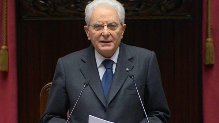 Il presidente Mattarella al giuramento per il secondo mandato da presidente della Repubblica