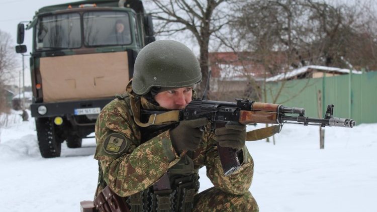Ukrainische Soldaten an der Grenze zu Russland