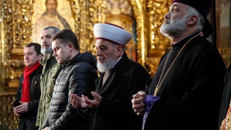 Interreligiöses Friedensgebet in der Sophien-Kathedrale von Kiew am 2. März