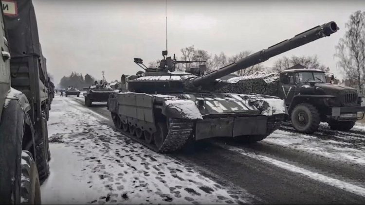 Russischer Panzer in der Nähe von Kiew - Aufnahme des russischen Verteidigungsministeriums vom 7. März
