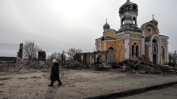 Teilweise zerstörte Kirche von Malyn