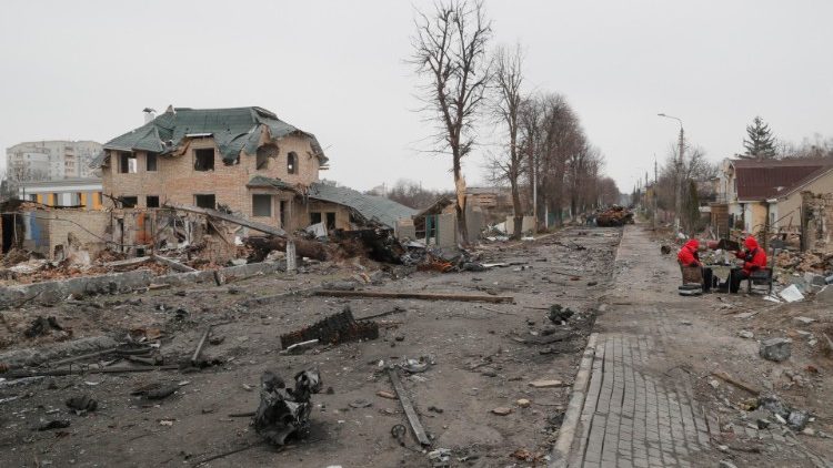 A view of a Bucha street after Russia's withdrawal