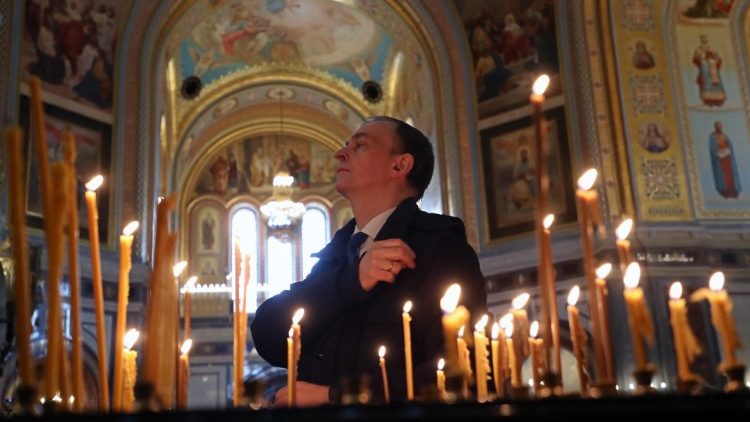 In einer orthodoxen Kirche in Moskau, am Donnerstag