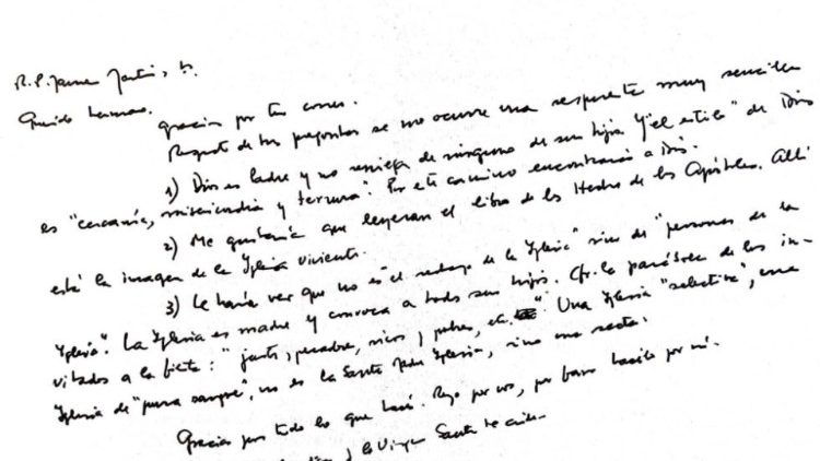 Ein Handschreiben des Papstes an P. Martin vom Frühjahr 2022
