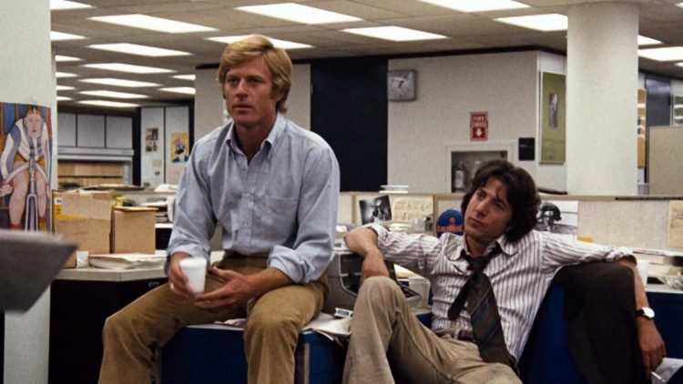 Robert Redford e Dustin Hoffman nei panni di Bob Woodward e Carl Bernstein nel film "Tutti gli uomini del presidente".