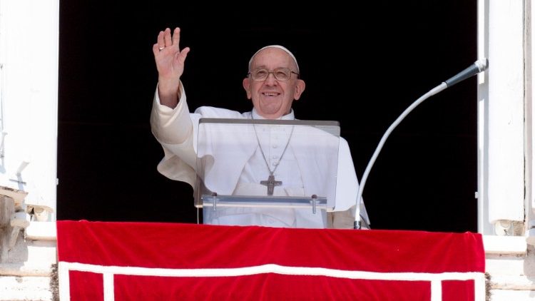 Pope Francis during the Angelus prayer in St. Peter's Square