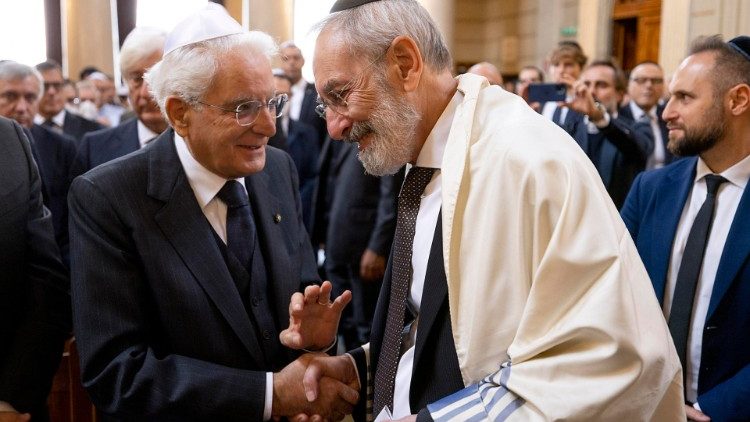 Presidente Matarella com o rabino Di Segni