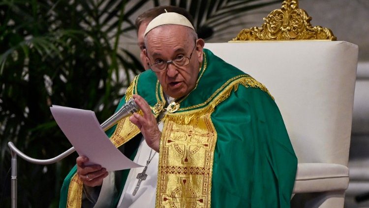 Papst Franziskus bei der Predigt zum Welttag der Armen am 13.11.2022 im Petersdom