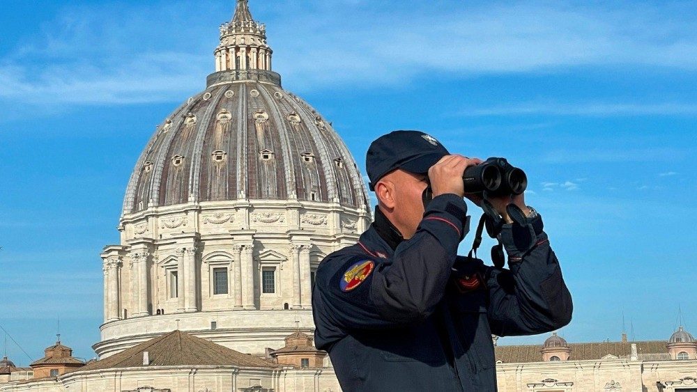 Contole de seguran?a na Pra?a S?o Pedro durante os funerais de Bento XVI. (ANSA/Carabinieri)