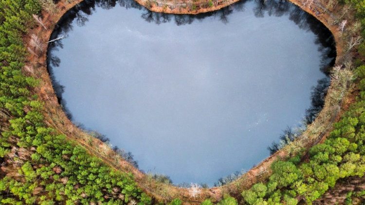 Heart shaped lake in Poland
