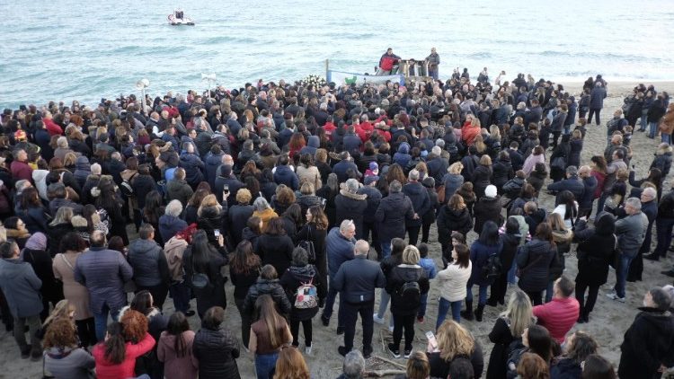 The crowd gathered for the Stations of the Cross