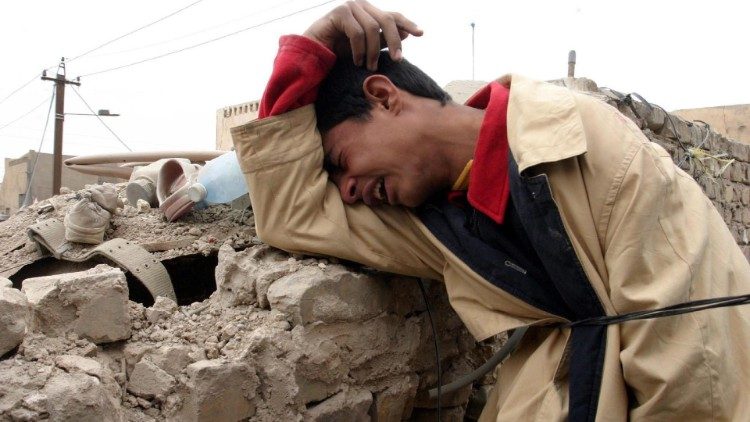 Archive image of the destruction caused by a rocket in Baghdad in 2005