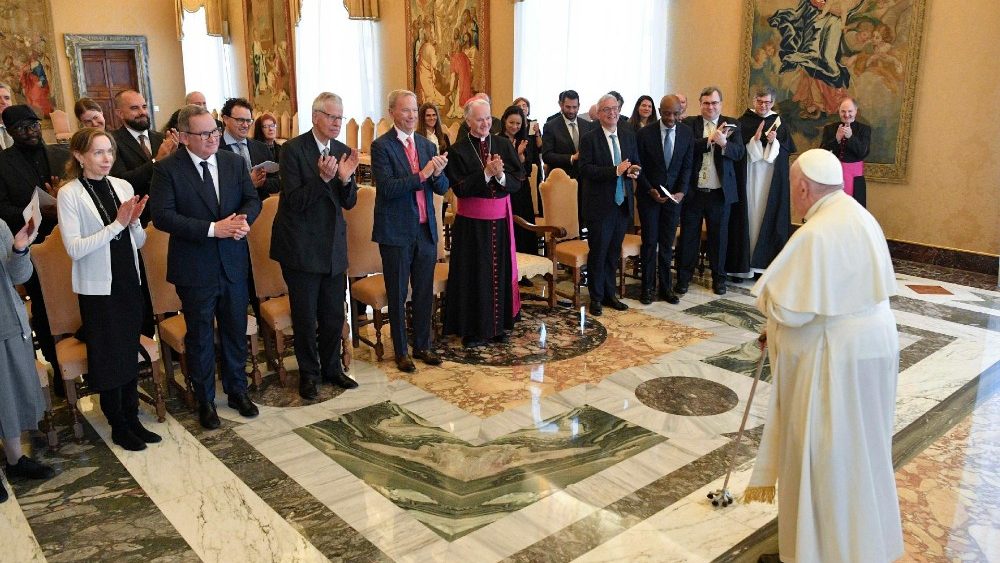 O Papa na audincia aos participantes do encontro "Minerva Dialogues" promovido pelo Dicastrio para a Cultura e a Educa??o (Vatican Media)
