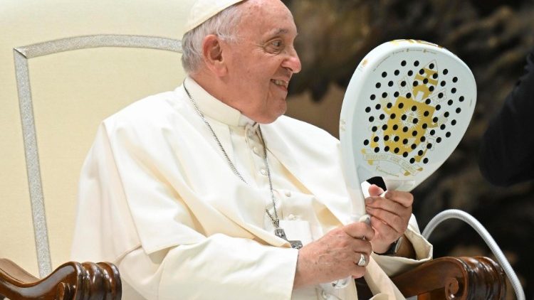 Pope Francis addressing the tennis and padel symposium