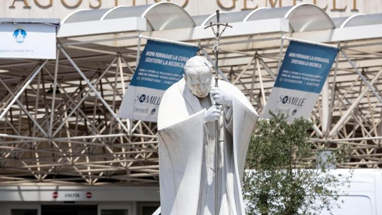 Statue of JPII outside Rome's Gemelli Hospital