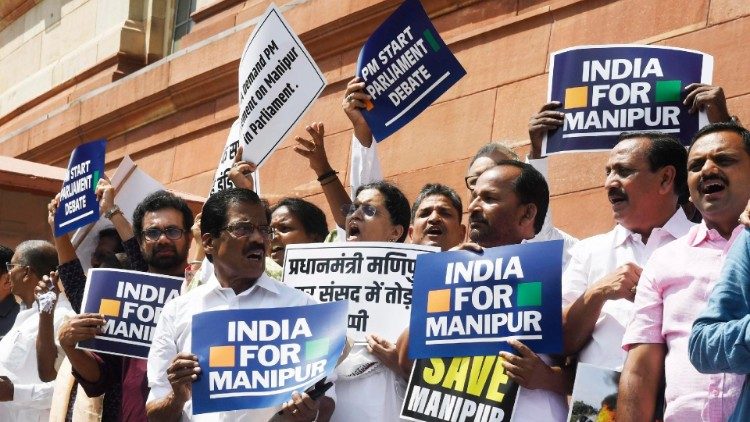 Protests in New Delhi against ethnic violence in Manipur
