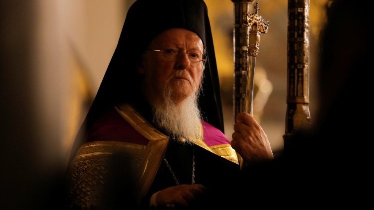Greek Orthodox Ecumenical Patriarch Bartholomew of Constantinople leads a service in Istanbul