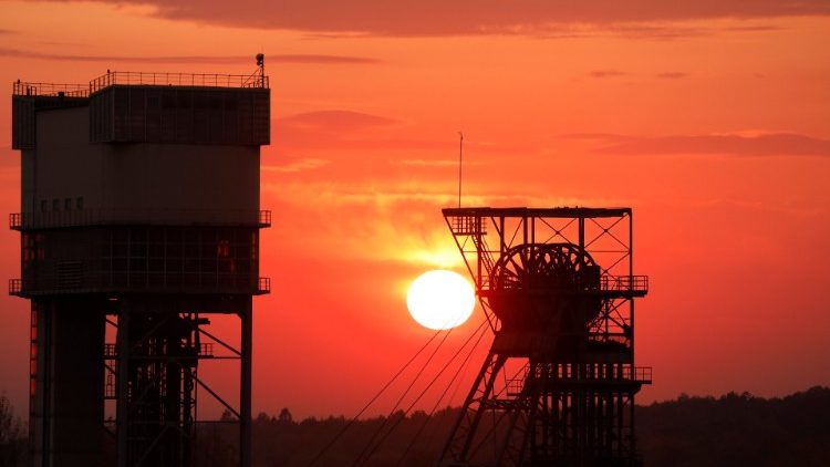 General view of Wujek Coal Mine is seen during sunset in Katowice