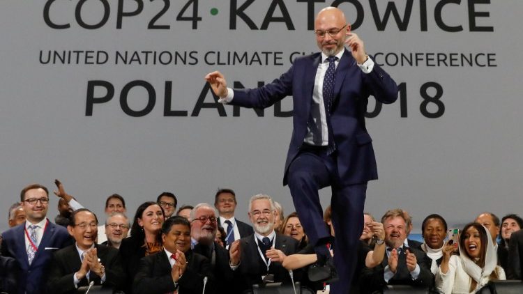 COP24 President Michal Kurtyka reacts during a final session of the COP24 U.N. Climate Change Conference 2018 in Katowice