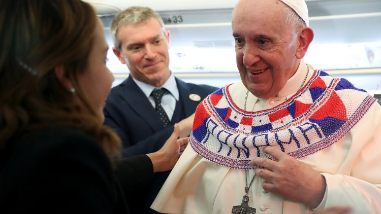 Popiežius lėktuve pakeliui į Panamą